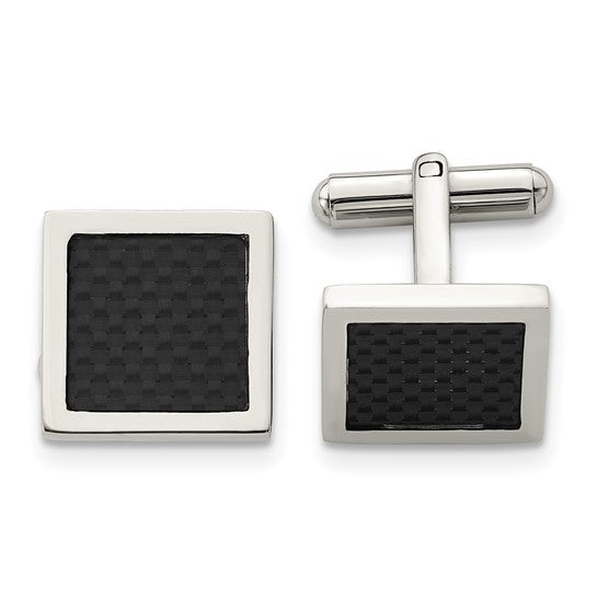 Black cufflinks carbon fiber
