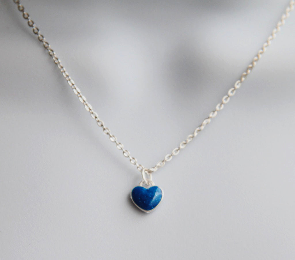Blue Silver Heart Necklace