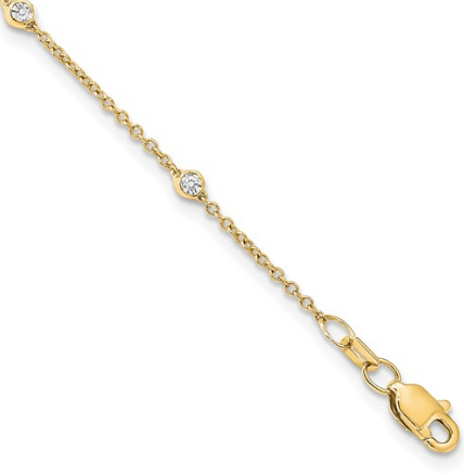 14K Yellow Gold 1/6 carat Lab Grown Diamond station bracelet