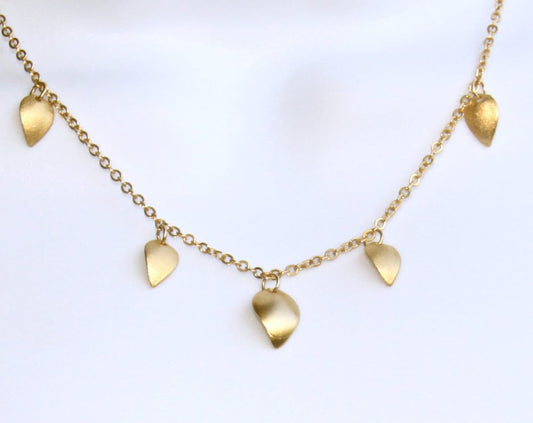 Charm Necklace, leaf charm Necklace, Leaf Necklace, Nature-inspired Gold necklace,Holiday Gift for her