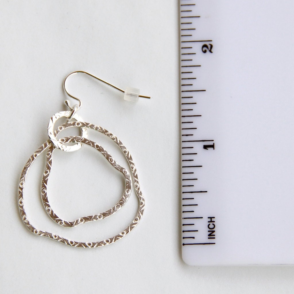 Sterling Silver drop hoops, Silver Hoops, Boho earrings, Silver hoops earrings