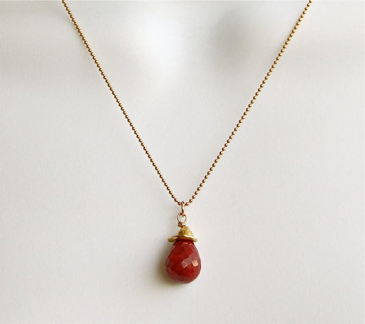 Ruby necklace , Gift for her, July birthstone, Ruby necklace, Ruby drop necklace