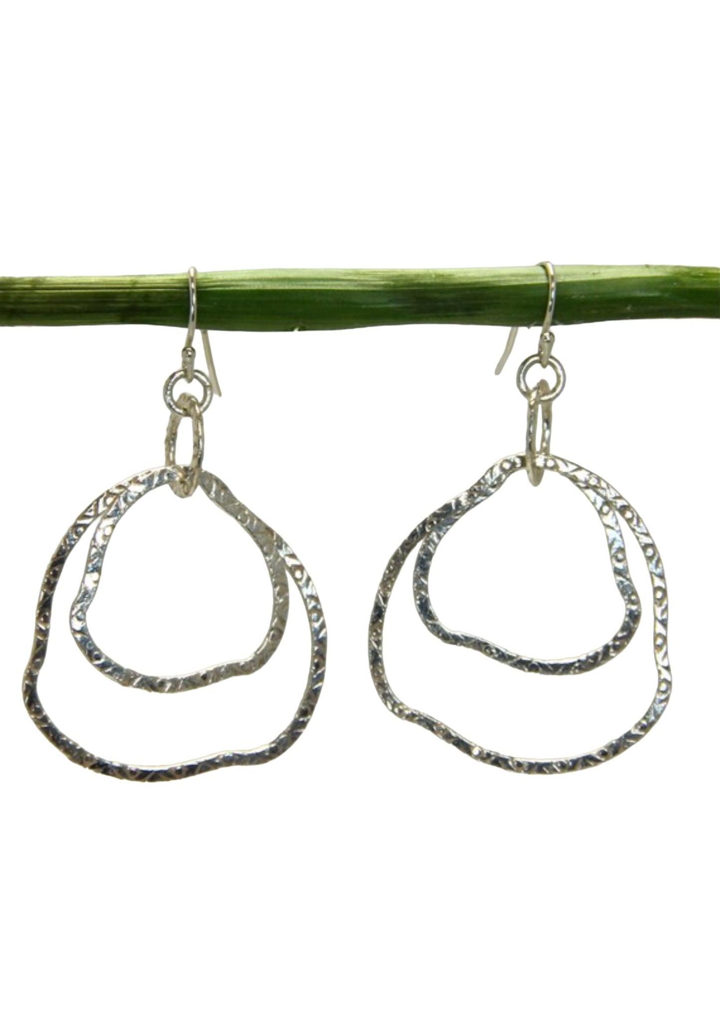 Sterling Silver drop hoops, Silver Hoops, Boho earrings, Silver hoops earrings