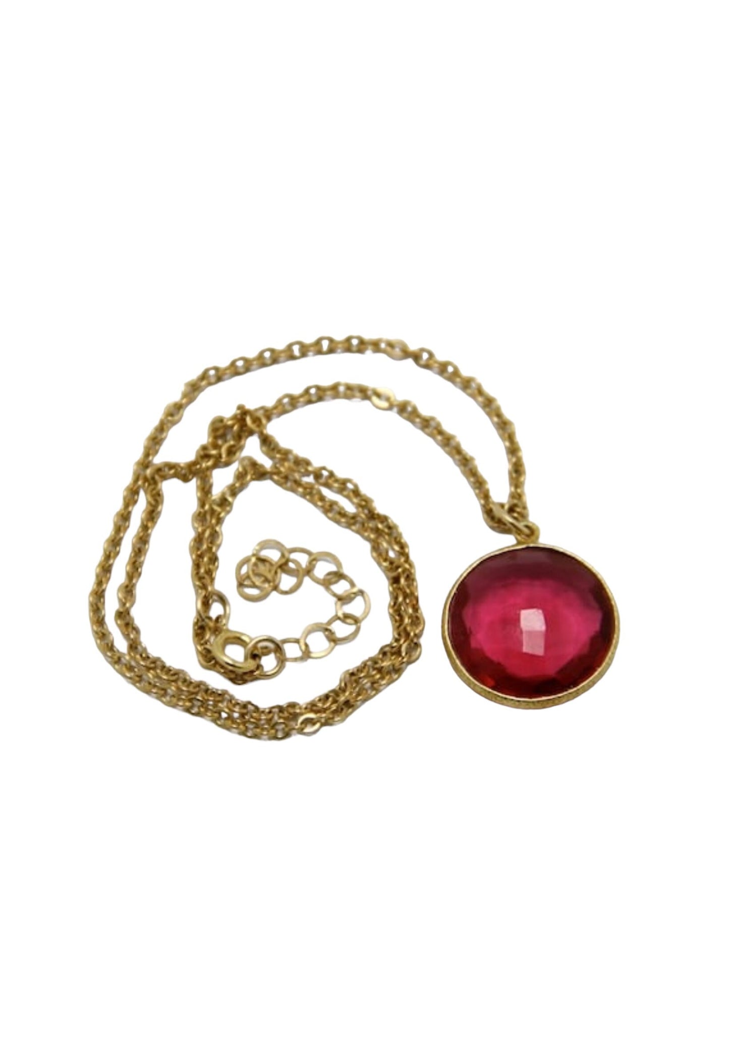 Red Quartz Necklace, Red Gold necklace, Red Quartz pendant, bezel gemstone pendant, friendship necklace