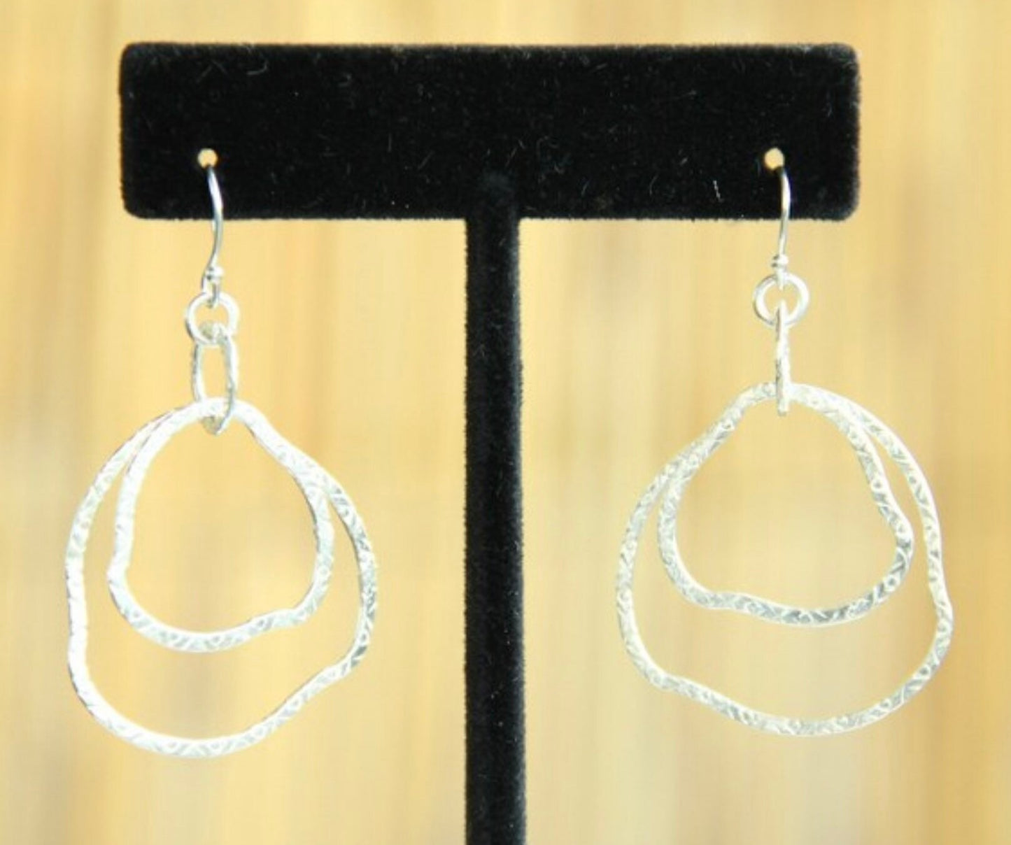 Sterling Silver drop hoops, Silver Hoops, Boho earrings, Silver hoops earrings