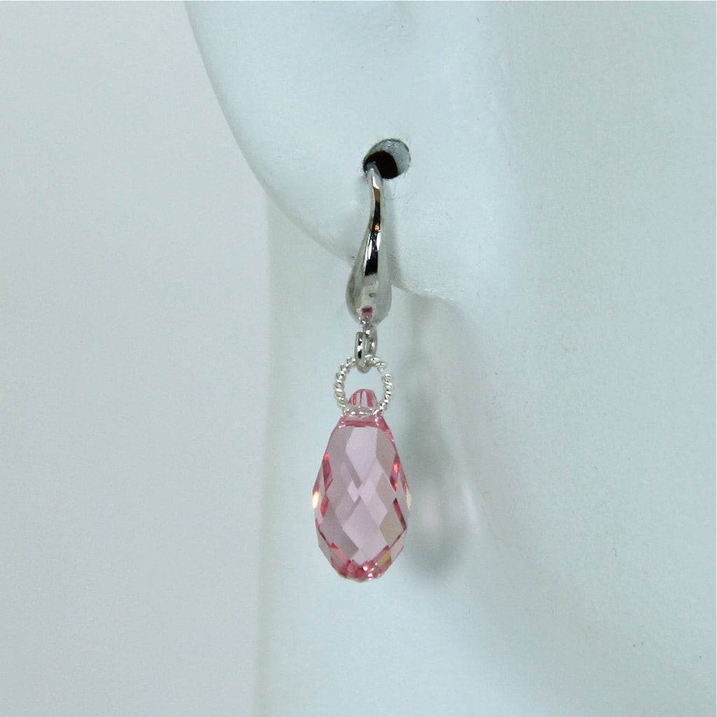 Pink Topaz Swarovski Earrings,  Swarovki Sterling Silver Earrings,Bridesmaid earrings, Crystal drop earrings, pink earrings, wedding jewelry
