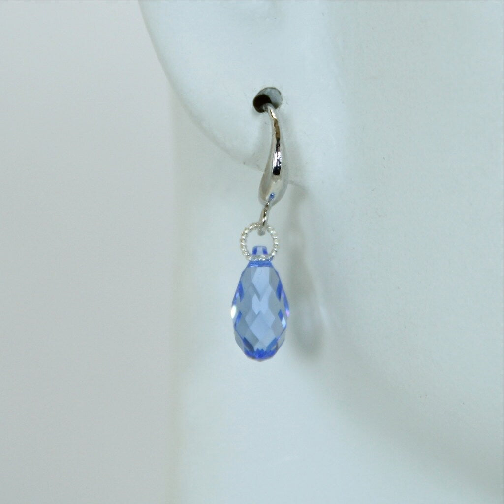 Blue Sapphire Swarovski crystal Sterling Siver Earrings, Blue dainty earrings, Blue Swarovski earrings, Blue Minimalist Earrings