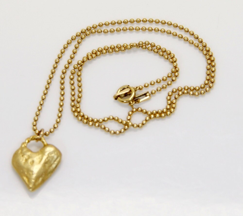 Gold Heart necklace, Gold Heart pendant, Gold and black Heart necklace,