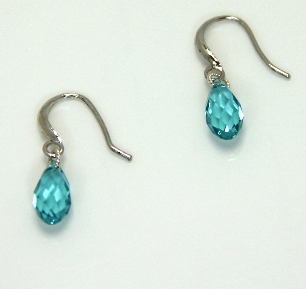 Blue Crystal Earrings, Swarovski Crystal Earrings, Swarovski Sterling Silver Earrings