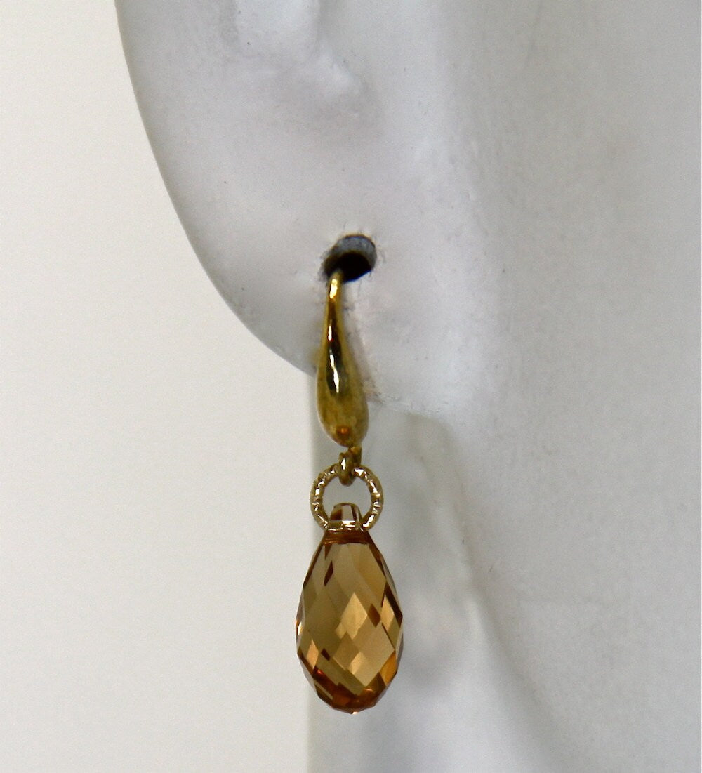 Citrine Swarovski  Earrings, Holiday Gold Swarovski earrings, Gold dainty earrings, Citrine Swarovski earrings