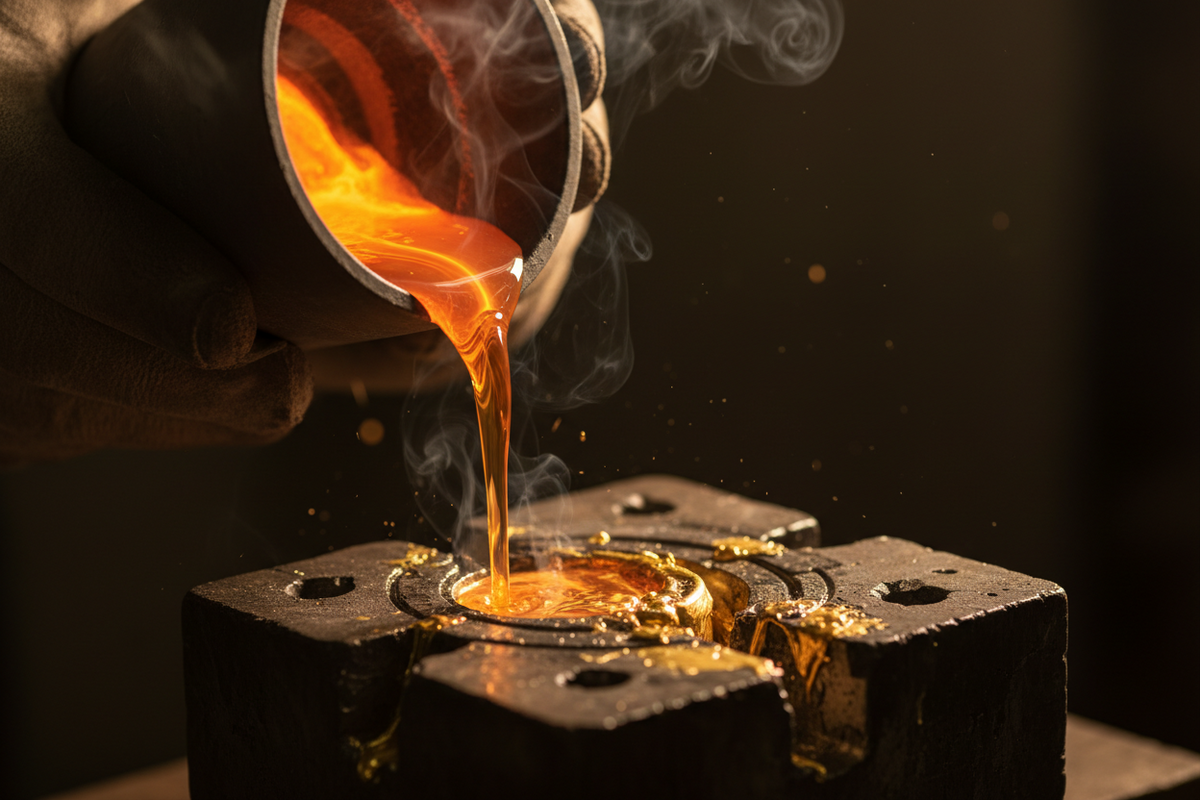 The process of melting gold