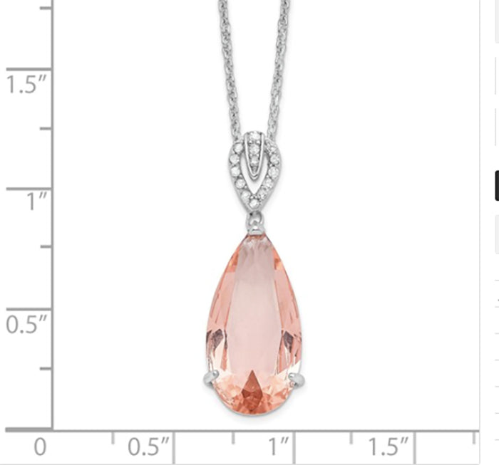 Morganite Sterling Silver Rhodium plated necklace