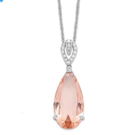 Morganite Sterling Silver Rhodium plated necklace