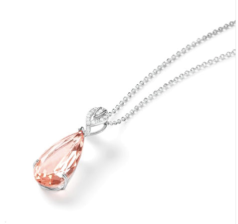 Morganite Sterling Silver Rhodium plated necklace
