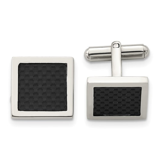 Black cufflinks carbon fiber