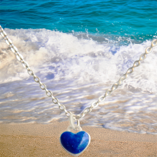 Blue Silver Heart Necklace