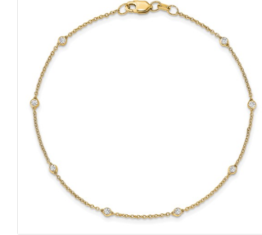 14K Yellow Gold 1/6 carat Lab Grown Diamond station bracelet