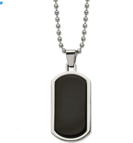 Men's Tag black Agate inlay necklace