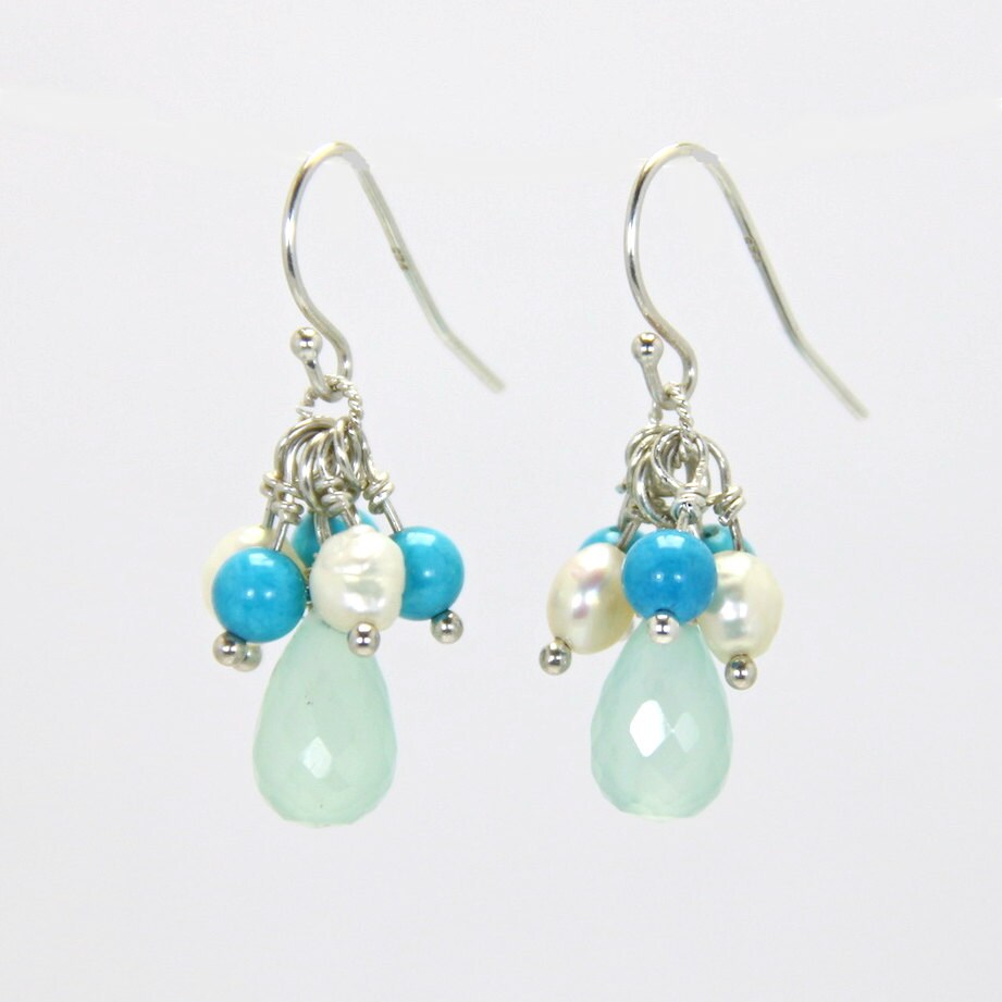 Turquoise & Pearl Earrings,