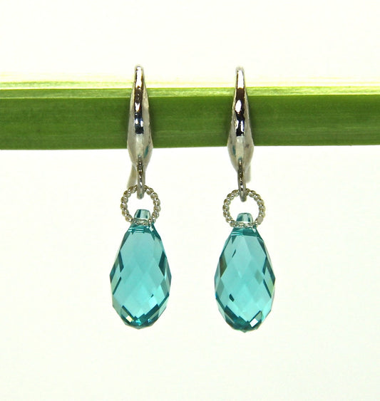 Blue Crystal Earrings, Swarovski Crystal Earrings, Swarovski Sterling Silver Earrings